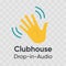 Shaking hand icon for Clubhouse app. Yellow hand on transparent background.