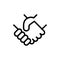 Shaking hands help the icon vector. Isolated contour symbol illustration