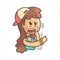 Shaking Scared Girl In Cap, Choker And Blue Top Hand Drawn Emoji Cool Outlined Portrait