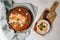 Shakshuka with Hummus and bread