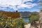 Shalala Viewpoint. Lake Quilotoa. Panorama of volcano crater lagoon of Quilotoa, near Quito, Andean region of Ecuador