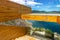 Shalala Viewpoint. Lake Quilotoa. Panorama of volcano crater lagoon of Quilotoa, near Quito, Andean region of Ecuador