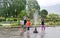 Shalimar Bagh, Mughal garden, January 10 2019: Kids enjoing the Water Show