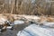 Shallow creek in winter forest