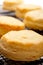 Shallow focus close up of fresh biscuits