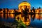 Shallow focus shot of a lone sunflower taken from the Palace of Fine Arts Marina, San Francisco, USA