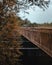 Shallow focus shot of the Moerputten Bridge railing in autu