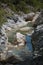 Shallow mountain river in the gorge, close-up. Goynuk Canyon