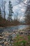 Shallow river in Zakarpattia Oblast in Ukraine