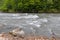 Shallow riverbed with a rocky bottom , unhurried flow of water