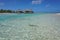 Shallow water of lagoon bungalows French Polynesia