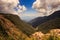 Shallow Wooded Canyon Walkway Cloud Shadows on Hill Tops