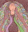 Shaman hippie girl with ornate hair. Allegory for Icelandic Auro