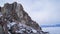 Shamanka rock in winter, lake Baikal, Russia