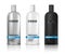 Shampoo white and black mockup with label isolated. Shampoo bottle body care product design. Vector illustration.