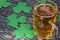 Shamrock clover and beer -symbol of St Patrick\'s Day