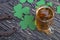 Shamrock clover, horseshoe, beer -symbol of St Patrick\'s Day