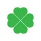 Shamrock - green four leaf clover icon. Good luck theme design element. Simple geometrical shape vector illustration