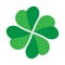 Shamrock - green four leaf clover icon. Good luck theme design element. Simple twisted shape vector illustration