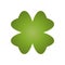 Shamrock - green gradient four leaf clover icon. Good luck theme design element. Simple geometrical shape vector