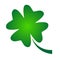 Shamrock - green gradient four leaf clover icon. Good luck theme design element. Simple geometrical shape vector