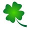 Shamrock - green gradient four leaf clover icon. Good luck theme design element. Simple geometrical shape vector