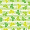 Shamrock leaves seamless pattern on green striped background suitable for St Patrick Day& x27;s scrap paper