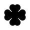 Shamrock silhouette - black four leaf clover icon. Good luck theme design element. Simple geometrical shape vector