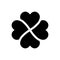 Shamrock silhouette - black four leaf clover icon. Good luck theme design element. Simple geometrical shape vector