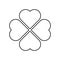 Shamrock silhouette - black outline four leaf clover icon. Good luck theme design element. Simple geometrical shape
