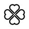 Shamrock silhouette - black thick outline four leaf clover icon. Good luck theme design element. Simple geometrical