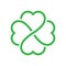 Shamrock silhouette - green outline four leaf clover icon. Good luck theme design element. Simple geometrical shape