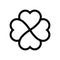 Shamrock symbol. Fourleaf clover black vector outline