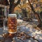 Shandy in a sunlit Bavarian beer garden