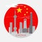 Shanghai buildings on China flag