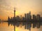 Shanghai bund landmark urban landscape at sunrise skyline