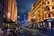 Shanghai, China - August 7, 2019: Nanjing road in downtown Shanghai with tourists walking to the Bund scenic viewpoint