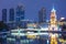 Shanghai, China beautiful city landmark skyline at night business and travel place