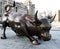 SHANGHAI, CHINA - January 22, 2017: Charging Bull statue by Arturo Di Modica on The Bund on in Shanghai