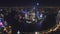 SHANGHAI, CHINA - MAY 5, 2017 Aerial drone video, night time illuminated famous pudong cityscape