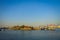 SHANGHAI, CHINA: Shanghai riverbank, industrial boats and some port facilities lying waterfront, beautiful blue sky