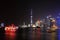 Shanghai, China: A skyline view across the Bund at night