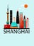 Shanghai China travel background.