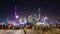 Shanghai city bay tourist crowd night light panorama 4k time lapse china
