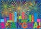 Shanghai City Skyline Fireworks Color vector Illustration