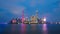 Shanghai city skyline Pudong side looking through Huangpu river on twilight time.