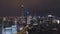 Shanghai cityscape at night. Lujiazui district and illuminated skyline. China. aerial view