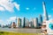 Shanghai cityscape, Oriental pearl tower and modern buildings with Huangpu river in China