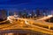 Shanghai elevated road junction and interchange overpass at nigh