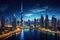 Shanghai Lujiazui Finance and Trade Zone of the modern city, Dubai Panoramic Night View, AI Generated